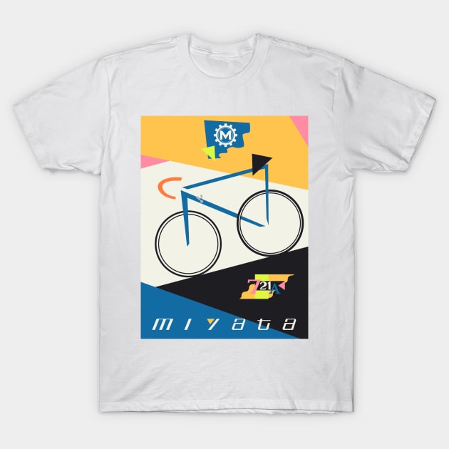 Miyata 721A Vintage Bike Bauhaus Poster - blue paint job T-Shirt by Theokotos